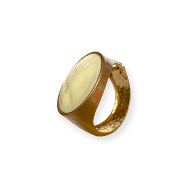 Bracciale rigido martellato dorato e crema