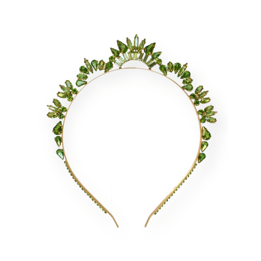 Cerchietto tiara verde con cristalli