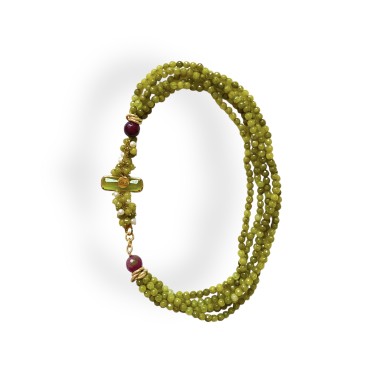 Collana multi filo verde e viola