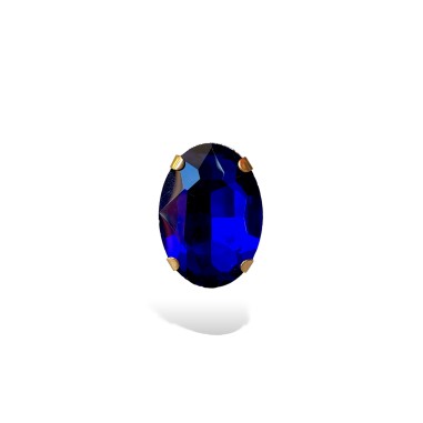 Anello dorato con cristallo blu elettrico